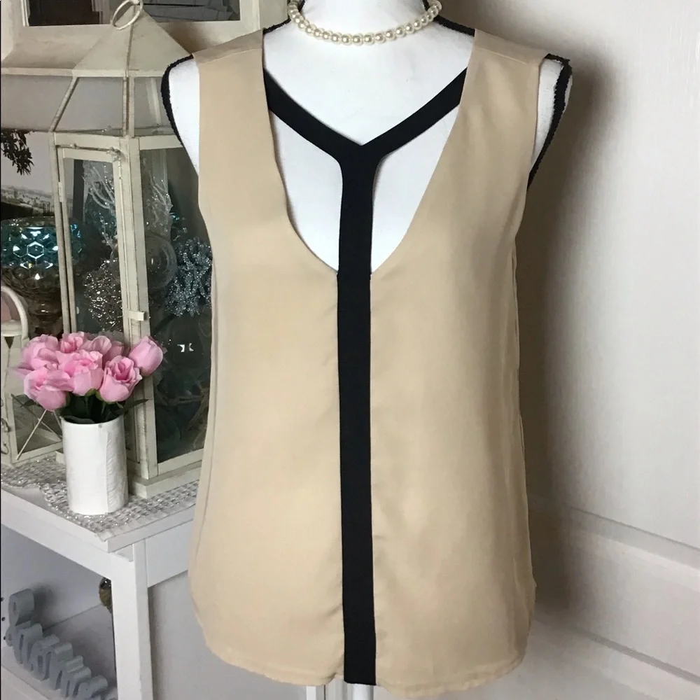 🔥HP🔥VENUS Sexy Sleeveless Brown & Black Top Size Small - Picture 2 of 7